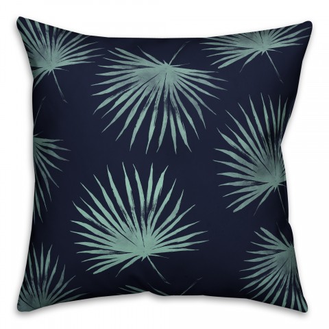 Mint Fern Leaves 18x18 Faux Suede Throw Pillow