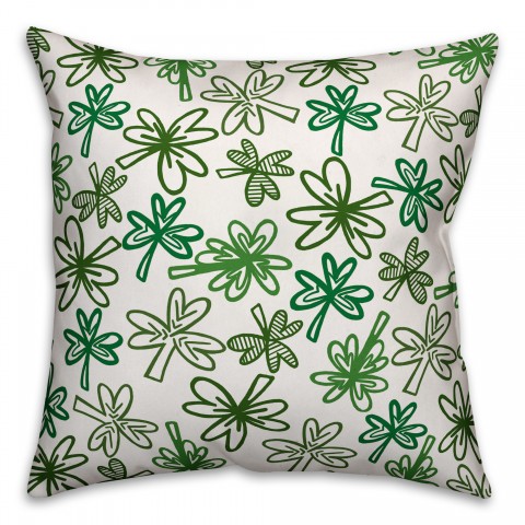 Sketch Clover 18x18 Throw Pillow