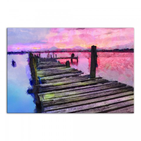 Pink Painted Lake 36x24 Canvas