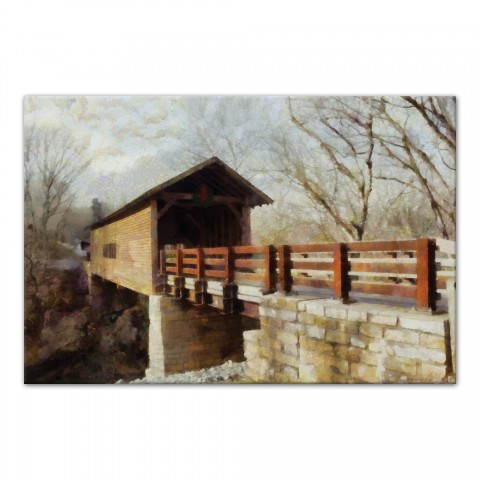 Painterly Covered Bridge I 30x20 Canvas