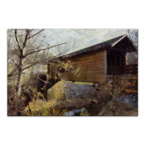 Painterly Covered Bridge II 30x20 Canvas