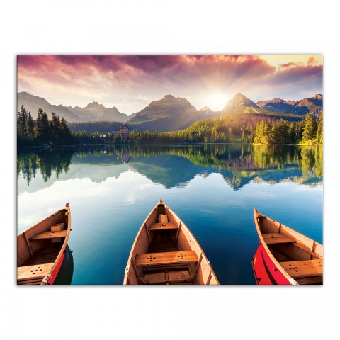 Three Sunrise Boats 40x30 Canvas