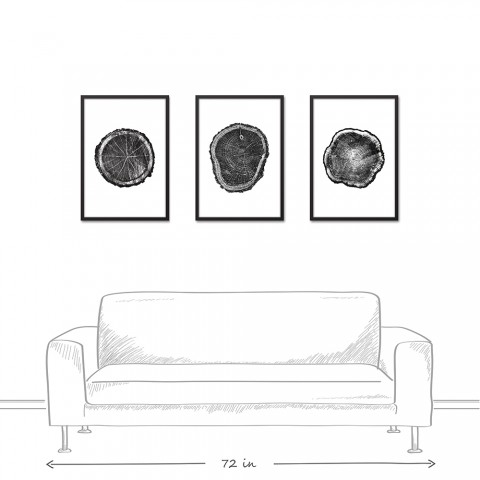 Tree Grain Print 20x30 Black Framed Canvas Set
