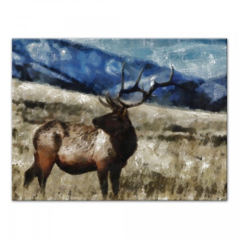 Painterly Mountain Elk 40x30 Canvas