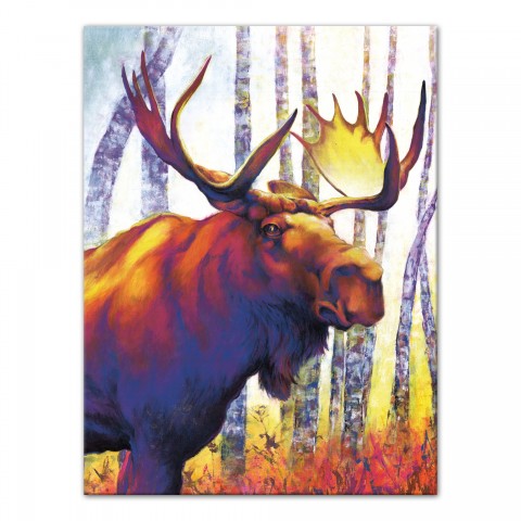 Bright Forest Moose 30x40 Canvas