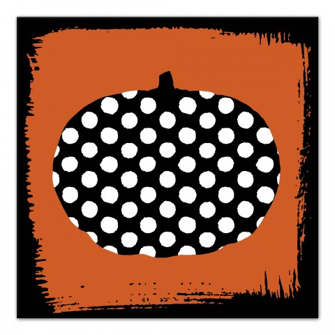 Polka Dot Pumpkin 16x16 Canvas Wall Art