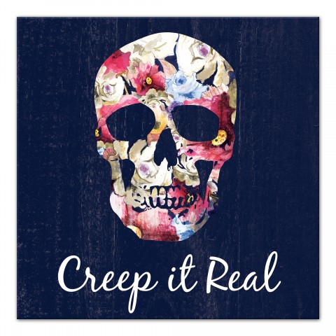 Creep It Real Floral Skull 16x16 Canvas Wall Art