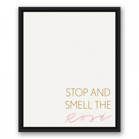 Rose White Gold Pink Humor Wine 16x20 Framed Canvas Wall Art