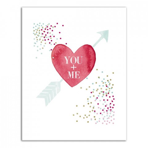 You and Me Heart 11x14 Canvas Wall Art