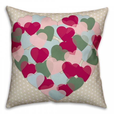 Overlapping Hearts Throw Pillow
