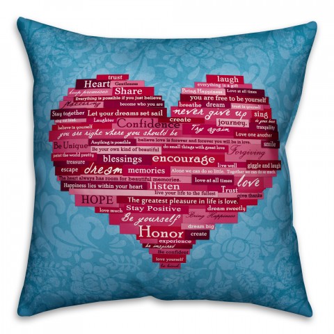 Word Heart Throw Pillow