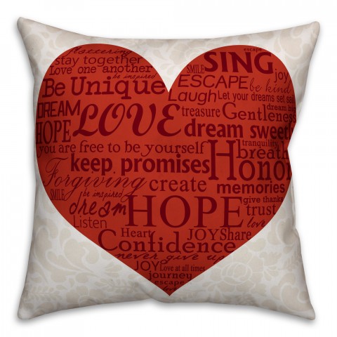 Heart Love Red Throw Pillow