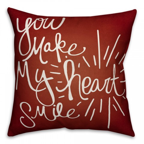 Red Heart Smile Throw Pillow