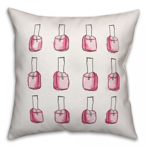 Glam Nail Polish 18x18 Throw Pillow