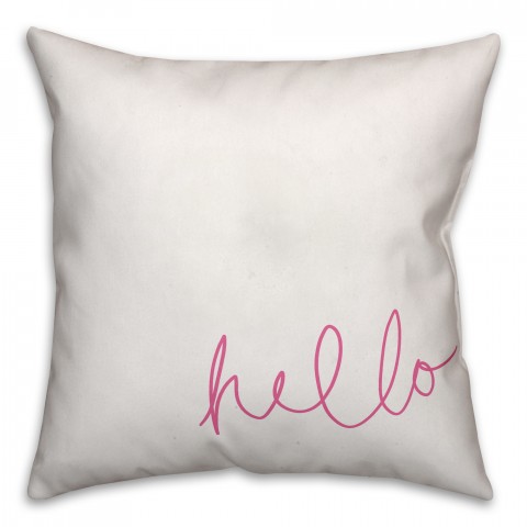 Pink Hello 18x18 Throw Pillow