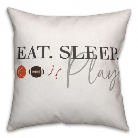 Eat Sleep Play 18x18 Throw Pillow