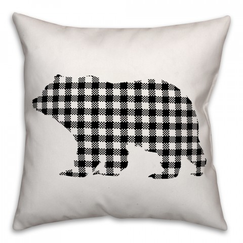 Buffalo Check Bear 18x18 Throw Pillow