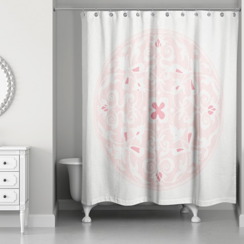 Pink Morrocan Circle 71x74 Shower Curtain