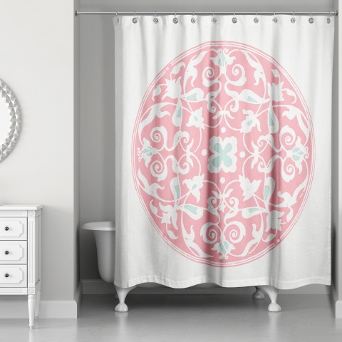 Coral Morrocan Circle 71x74 Shower Curtain