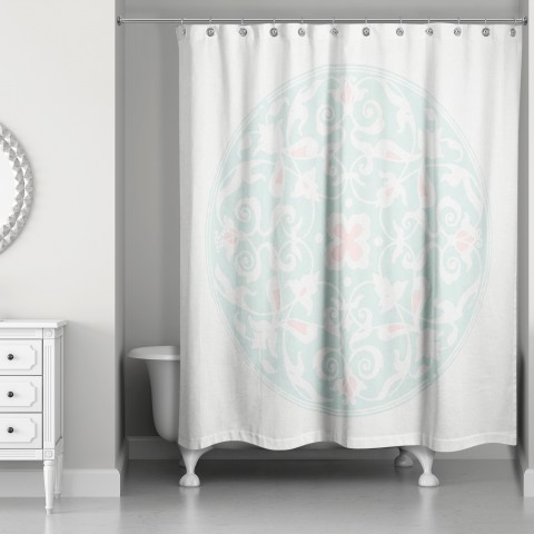 Teal Morrocan Circle 71x74 Shower Curtain