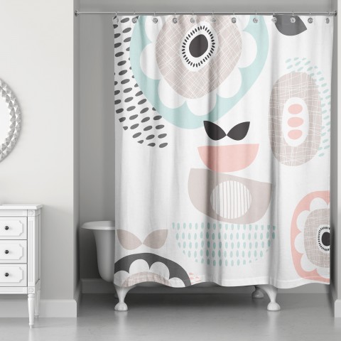 Mid Mod Pastels 71x74 Shower Curtain