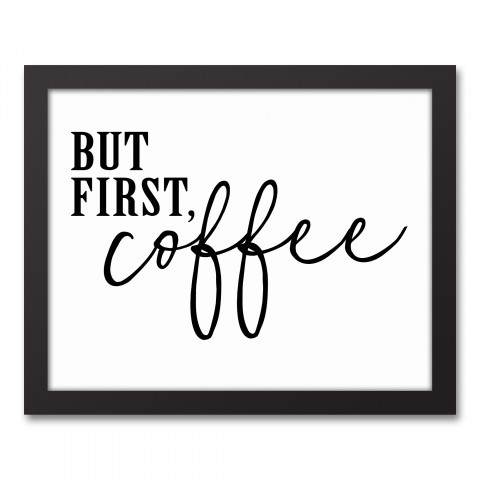 But First, Coffee 14x11 Black Framed Canvas