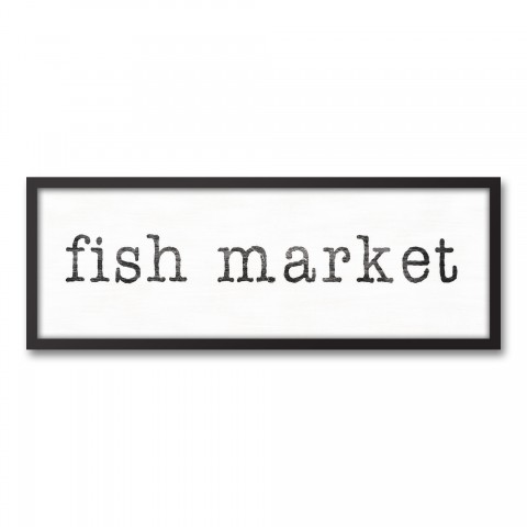 Fish Market 12x36 Black Framed Canvas