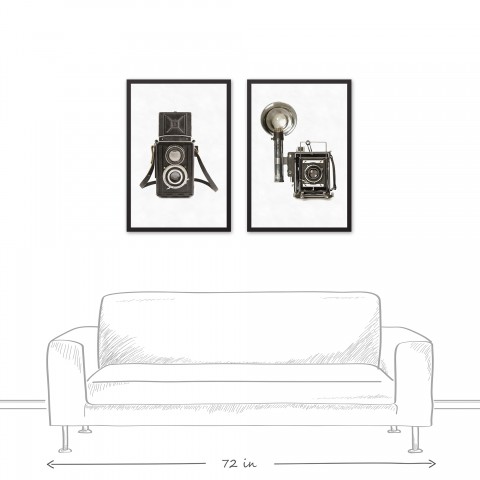 Vintage Graphic Camera 20x30 Black Framed Canvas Set