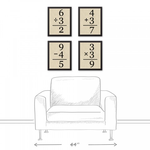 Vintage Equations 11x14 Black Framed Canvas Set