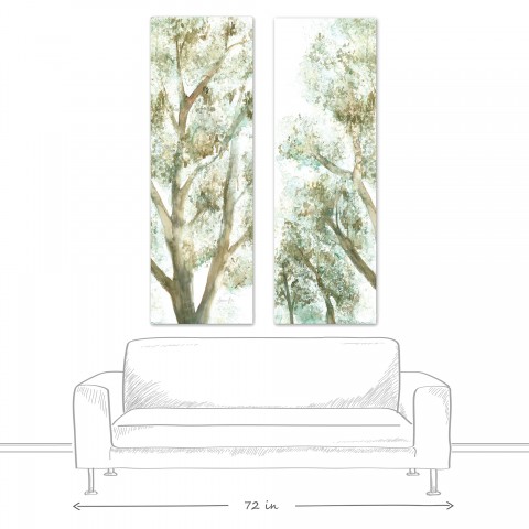 Watercolor Tree Panel 20x60 Canvas Diptych Set