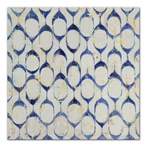 Distressed Blue Circle Pattern 36x36 Canvas