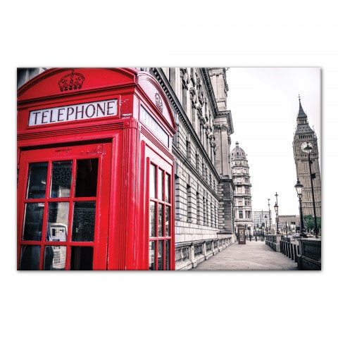 Red Telephone Booth 48x32 Canvas