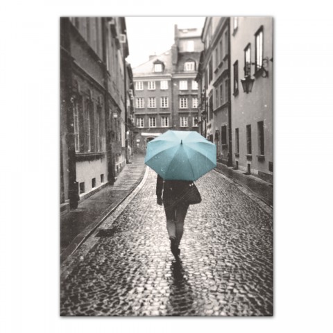 Blue Umbrella Alley 32x48 Canvas
