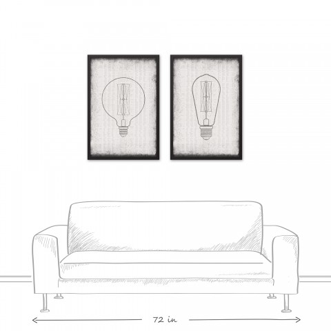 Edison Bulb 20x30 Black Framed Canvas Set