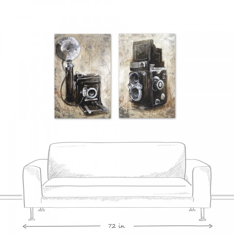 Vintage Camera Painting 24x36 Canvas Set