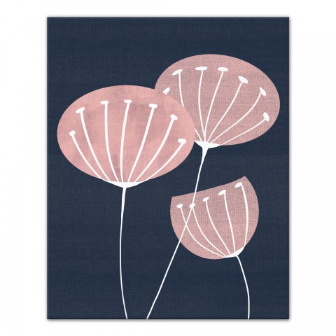 Pink and White Mod Flowers 16x20 Canvas