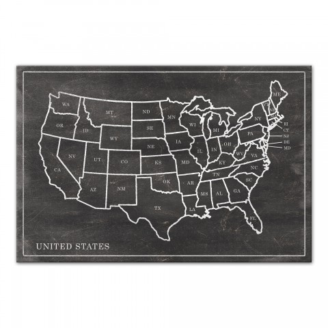 Black Chalk United States Map 48x32 Canvas