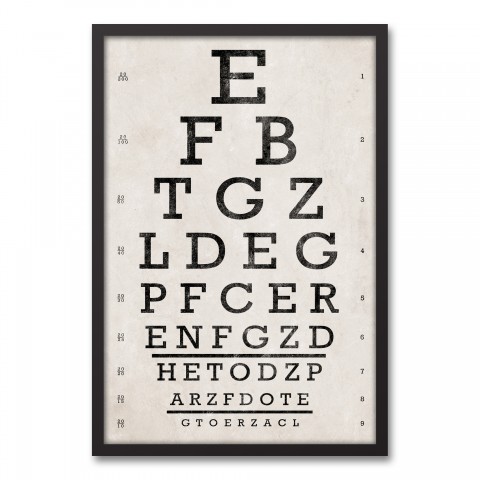 Vintage Eye Chart 20x30 Black Framed Canvas