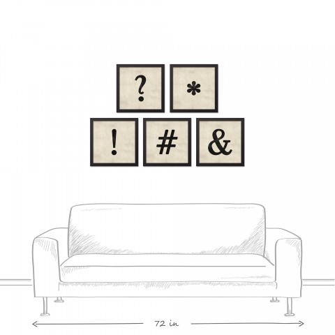 Vintage Symbols 12x12 Black Framed Canvas Set