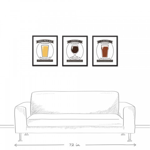 Beer Glassware Guide 16x20 Black Framed Canvas Set