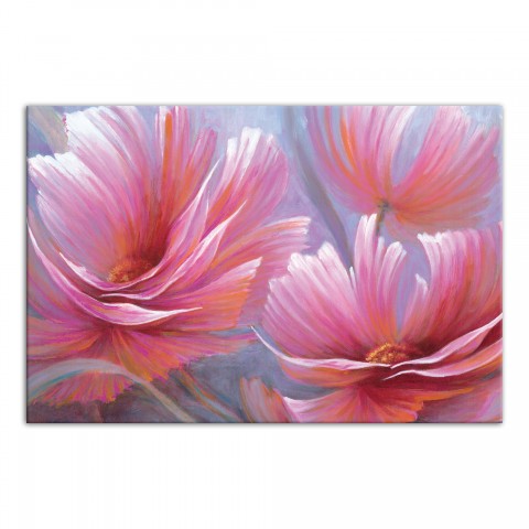 Painterly Pink Blooms 48x32 Canvas