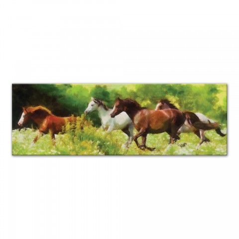 Galloping Horse Herd 60x20 Canvas