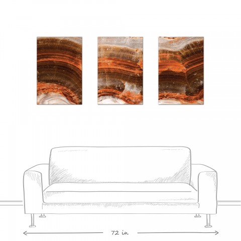 Orange Marble Abstract 20x30 Canvas Triptych Set