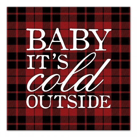 Designs Direct Creative Group Baby It's Cold Outside Plaid Canvas 16x16 Canvas Wall Art