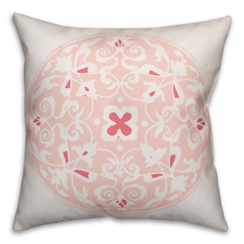 Coral Moroccan Circle 18x18 Throw Pillow
