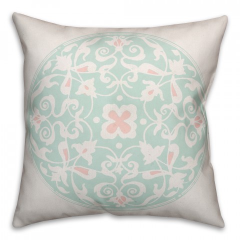 Teal Moroccan Circle 18x18 Throw Pillow