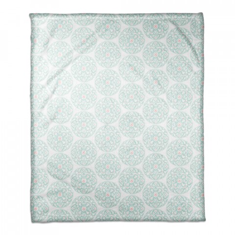 Teal Moroccan Circles 50x60 Throw Blanket