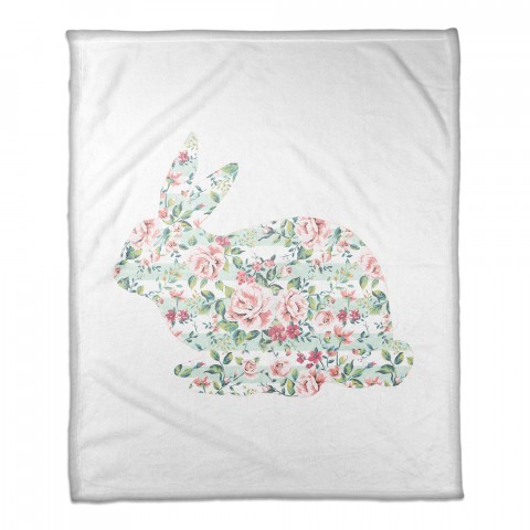 Mint Floral Tranquil Rabbit 50x60 Throw Blanket