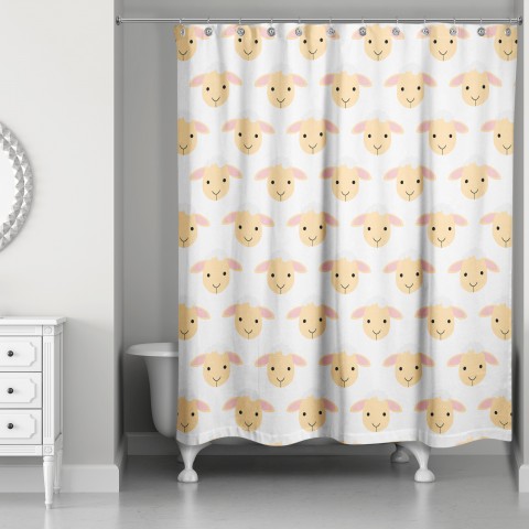 Lamb Face Friend 71x74 Shower Curtain