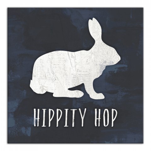 Hippity Hop Chalkboard Easter Rabbit Canvas Wall Art, 16x16